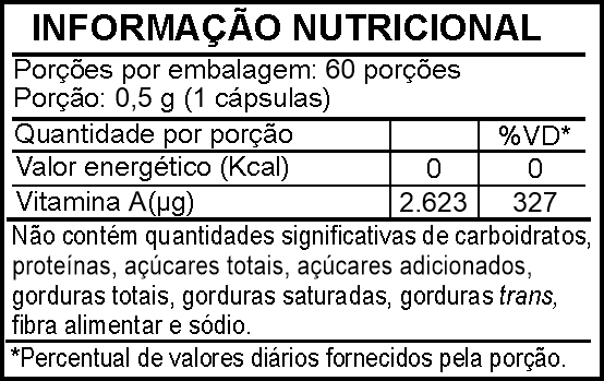 Informação Nutricional - VITAMINA A